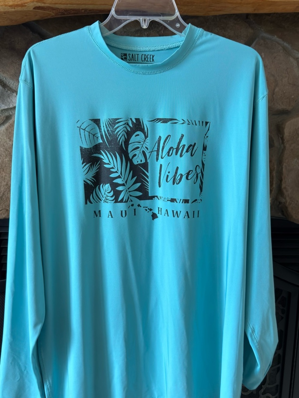 Salt Creek Men's Long-Sleeve Aloha Vibes Shirt in Aqua